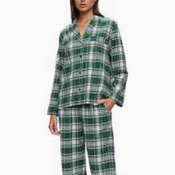 Eberjey Flannel PJ Set - Tartan Plaid Forest Green - Picture 12 of 12